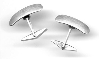 RIVET $100-sterling silver cufflinks with swiveling sanding disked planes (3/4" across) RIVET $100-sterling silver cufflinks with swiveling sanding disked planes (3/4" across)